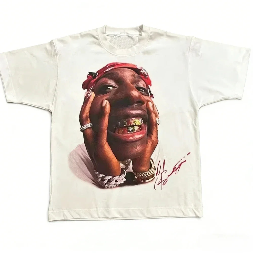 8 Color Men's Retro Rap Graphic T-Shirt Cotton Oversized Tee