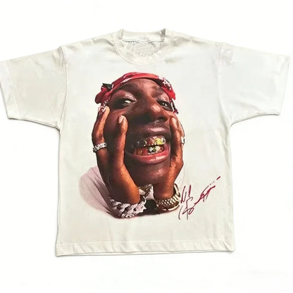 8 Color Men's Retro Rap Graphic T-Shirt Cotton Oversized Tee