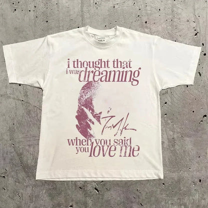 2 Color Men's Retro Rap Graphic T-Shirt Cotton Oversized Tee